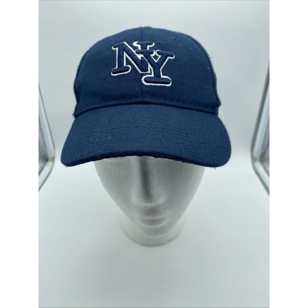 Youth Blue NY Baseball Cap Hat Hook & Loop Kids